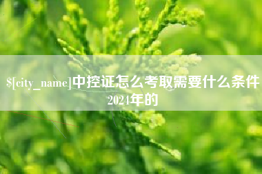 江西中控证怎么考取需要什么条件2024年的